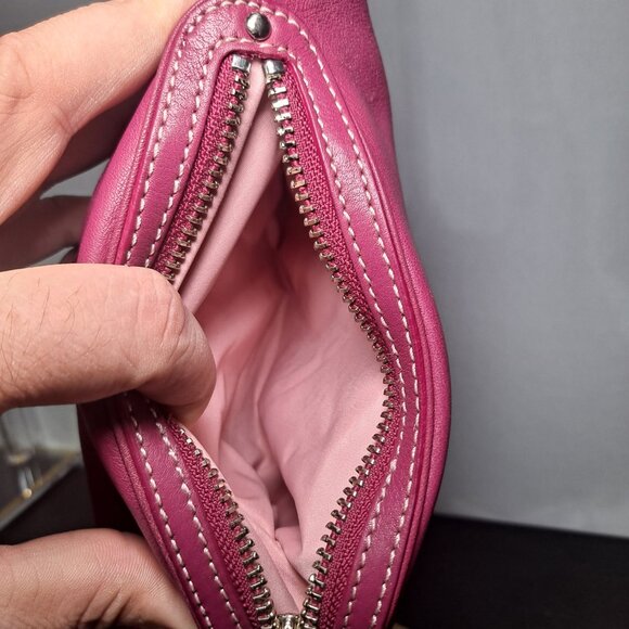 Cole Haan pink magenta leather hobo bag with a front buckle pocket - Picture 7 of 16
